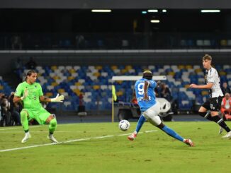 Il goal del 2-0 messo a segno dal bomber del Napoli, Victor Osimhen (foto di Vincenzo Di Monda)
