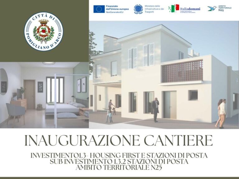 Povertà: a Pomigliano d’Arco sabato 15 l’inaugurazione del cantiere del centro servizi e della stazione di posta