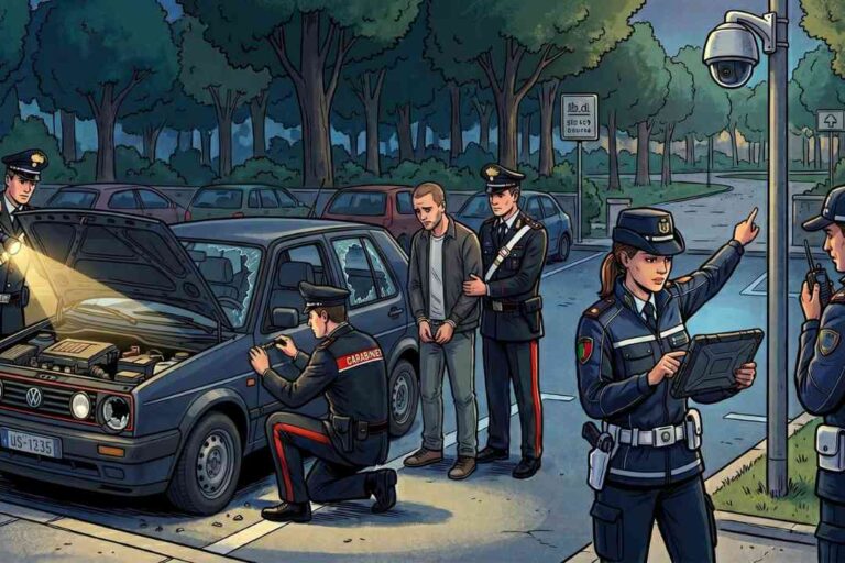 Pomigliano, ruba componenti e oggetti da un’auto nella Villa Comunale: incastrato dalle telecamere e denunciato
