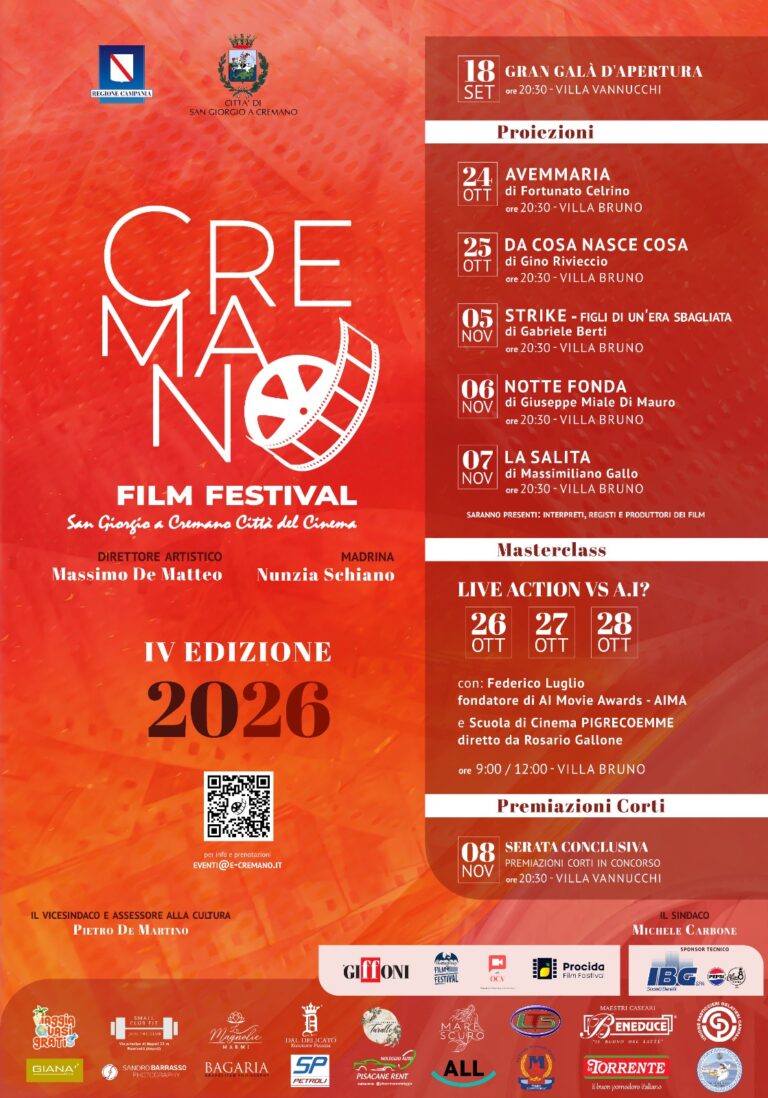 Cremano Film Festival 2026: cinema, intelligenza artificiale e giovani a San Giorgio