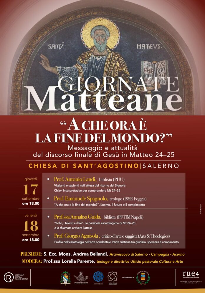 Locandina delle Giornate Matteane 2026 con immagine di Sant'Agostino e testo dell'evento.