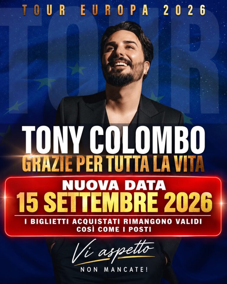 Tony Colombo, il concerto all’Ippodromo di Agnano rinviato al 15 settembre 2026