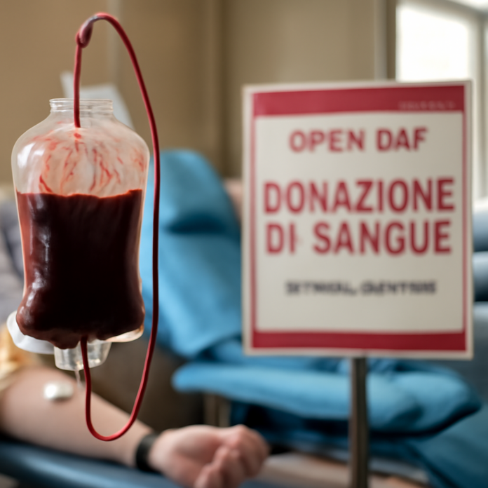 Immagine generata con intelligenza artificiale, a tema: donazione sangue open day ospedale monaldi