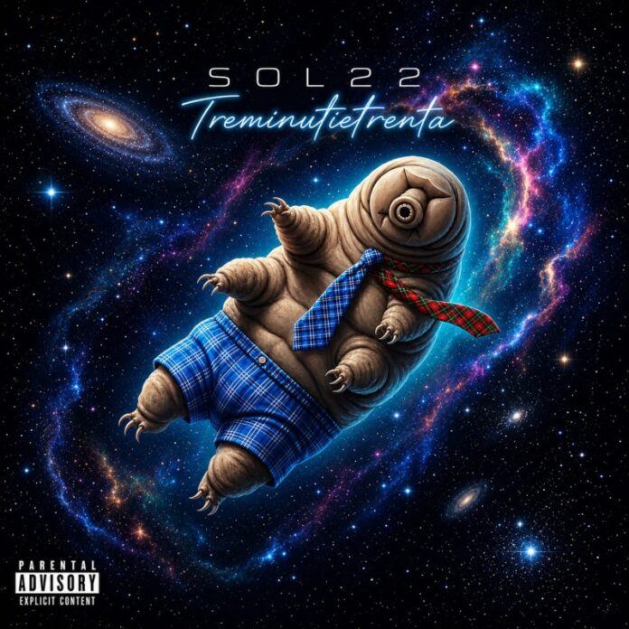 Copertina singolo Treminutietrenta SOL22 con immagine di un tardigrado nello spazio