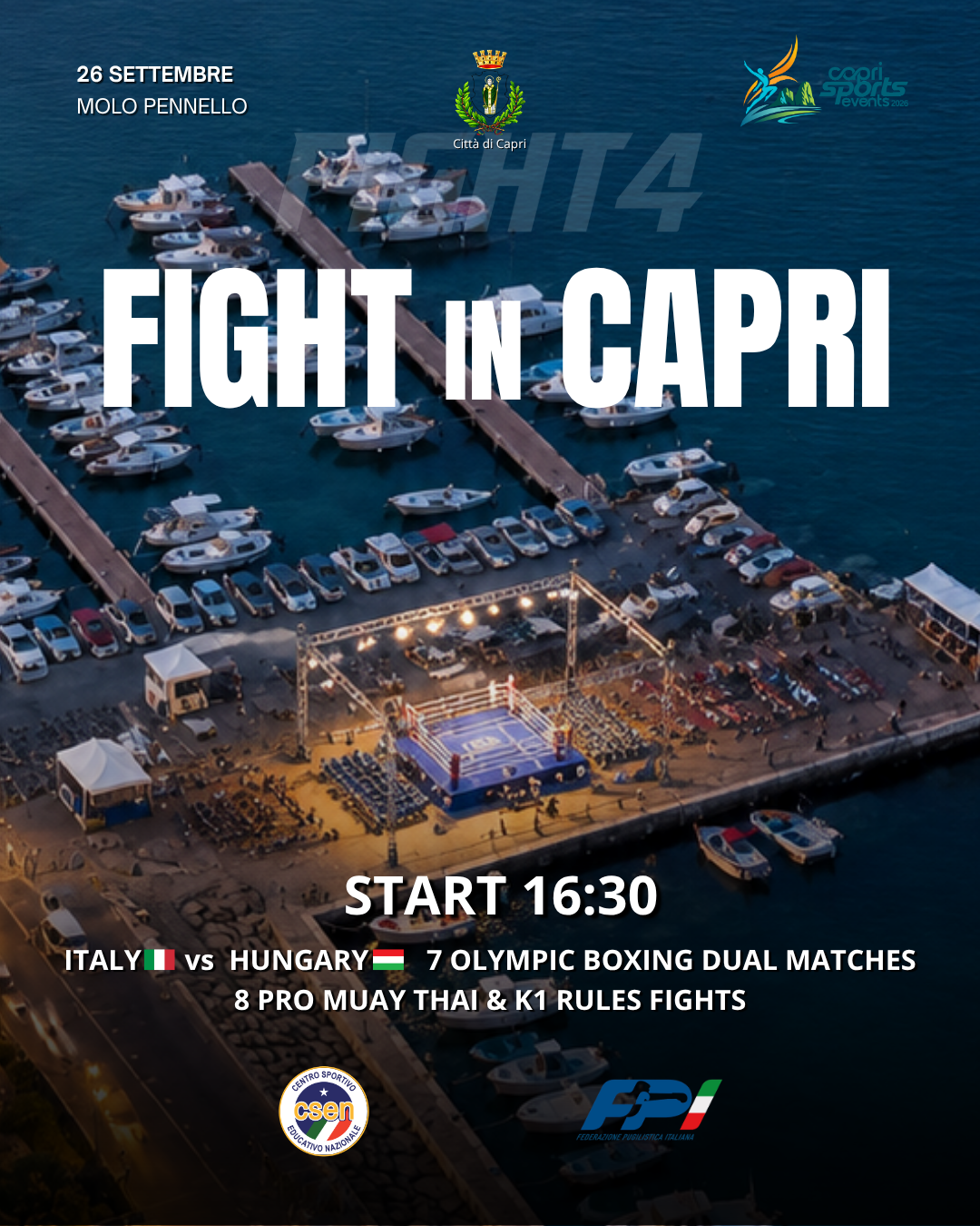 fight in capri sabato 26 settembre sport da combattimento e spettacolo sul molo penn da Primacampania.it fight in capri sabato 26 settembre sport da combattimento e spettacolo sul molo penn