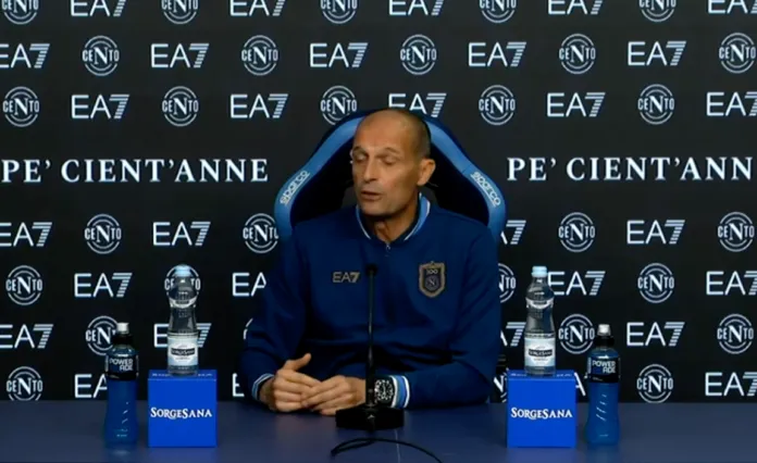 Massimiliano Allegri durante la conferenza stampa del Napoli