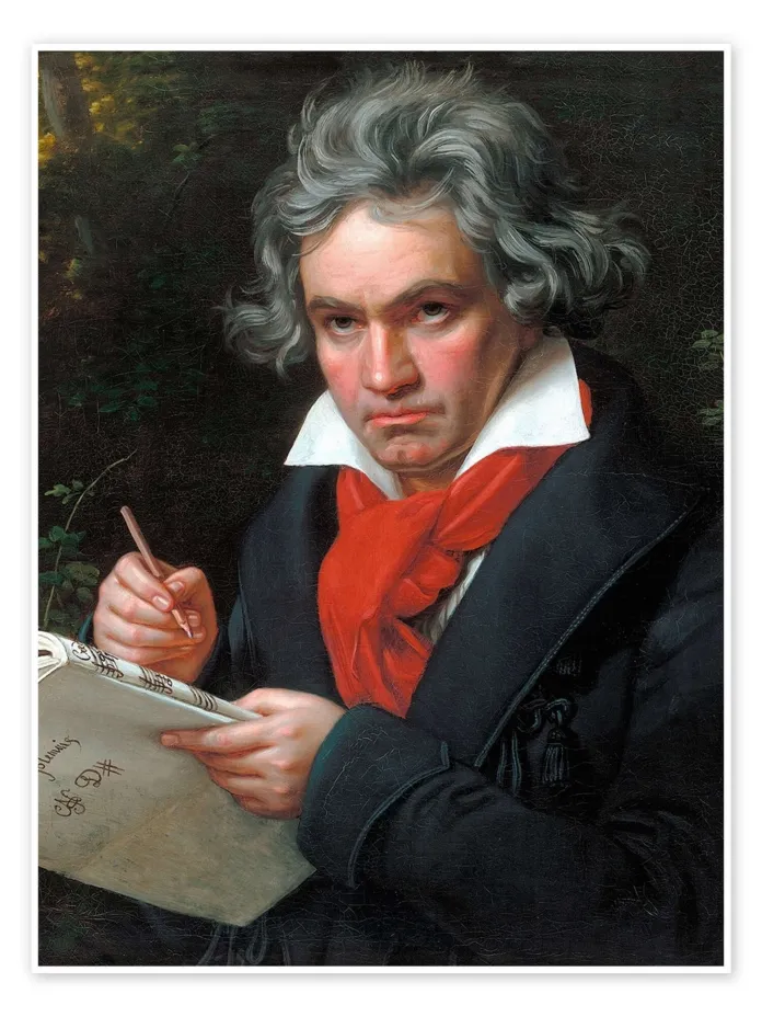 Immagine di archivio del compositore Ludwig van Beethoven, ritratto in uno stile classico d'epoca.